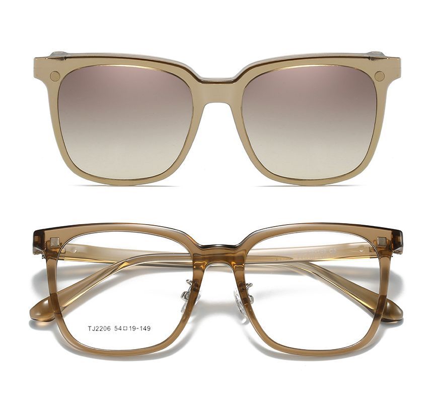 Square Glasses  with Magnetic Snap On Sunglasses