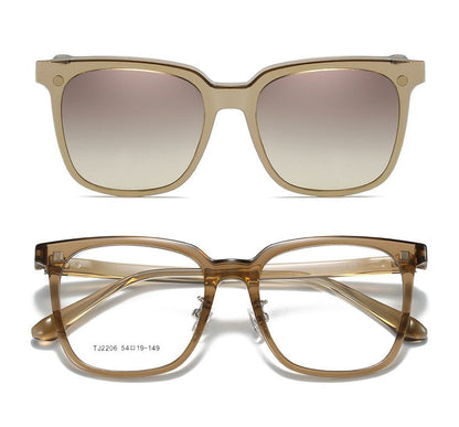 Square Glasses  with Magnetic Snap On Sunglasses