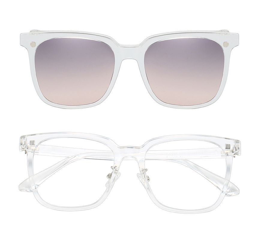 Square Glasses  with Magnetic Snap On Sunglasses