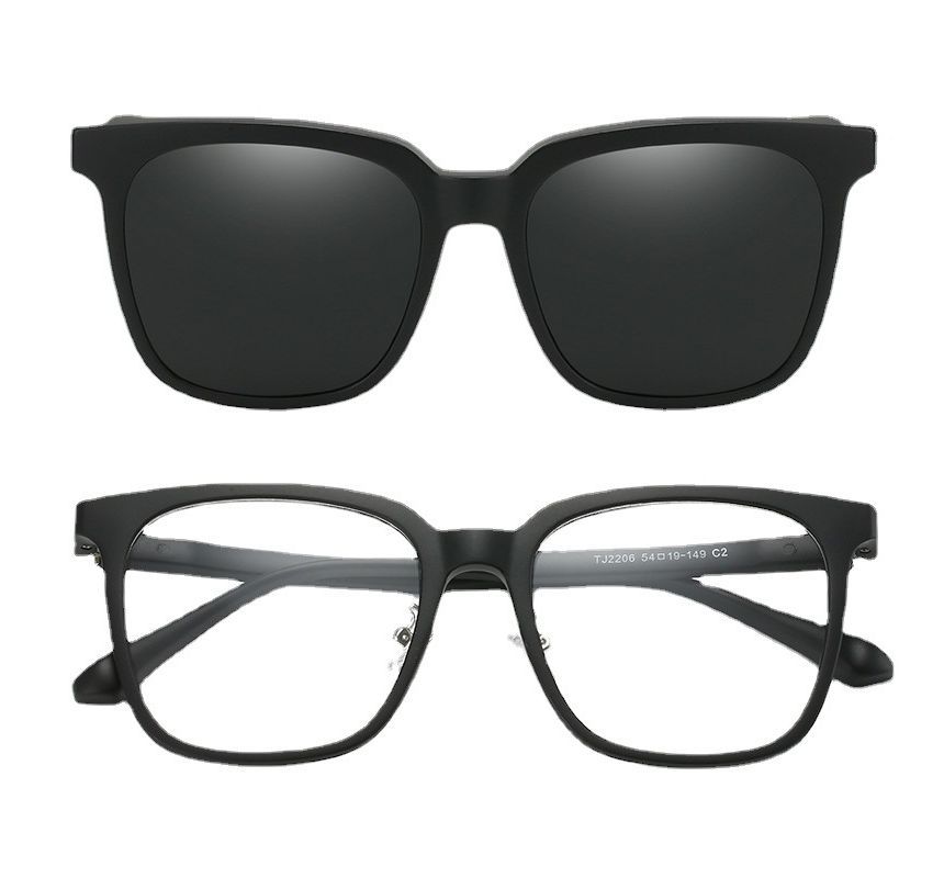 Square Glasses  with Magnetic Snap On Sunglasses