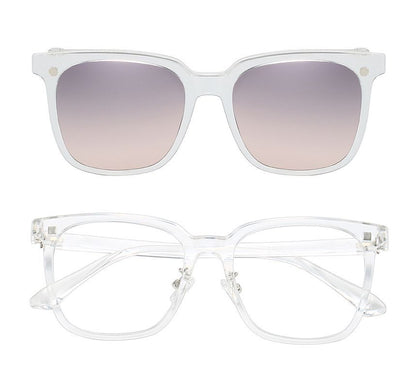 Square Glasses  with Magnetic Snap On Sunglasses