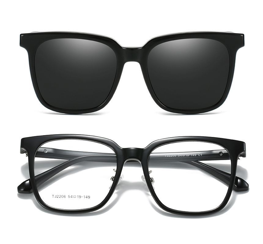 Square Glasses  with Magnetic Snap On Sunglasses