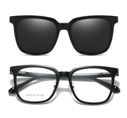 Square Glasses  with Magnetic Snap On Sunglasses