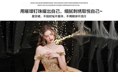 Off-Shoulder Gown Sequin Evening A-Line Floral