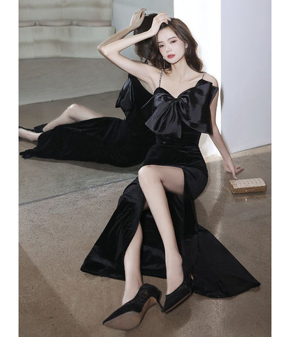 Spaghetti Strap Bow Mermaid Evening Dress