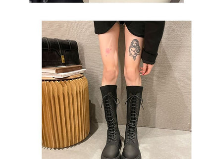 Platform Lace-Up Tall Sock Boots