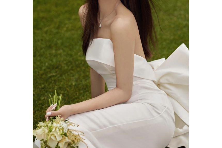 Plain Wedding Mermaid Gown Strapless