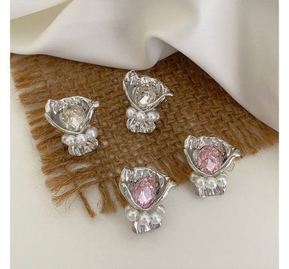 Flower Rhinestone Alloy Earring