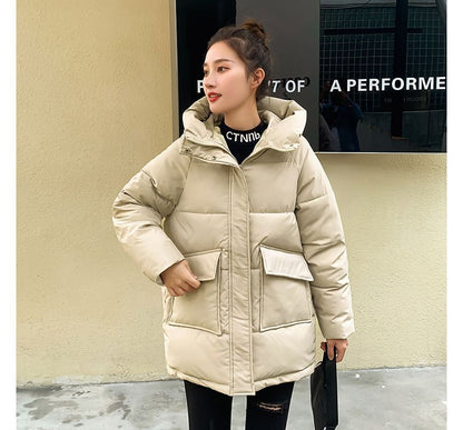 Hooded Plain Padded Coat