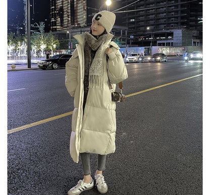 Hooded Padded Zip-Up Long Coat