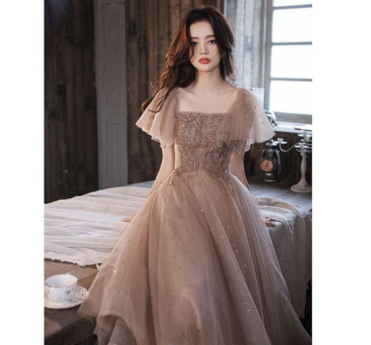 Sheer Panel Midi A-Line Cocktail Dress