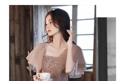 Sheer Panel Midi A-Line Cocktail Dress