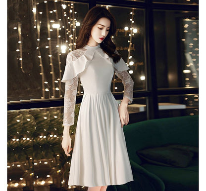 Long-Sleeve Lace Panel Ruffled A-Line Wedding Gown (Various Designs)