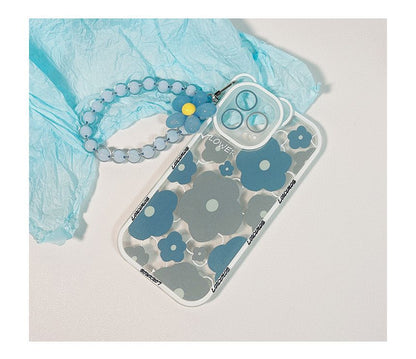 Flower Bead Chain Transparent Phone Case