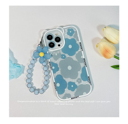 Flower Bead Chain Transparent Phone Case