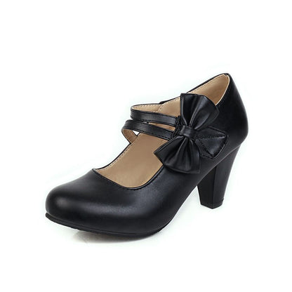 Chunky Heel Bow Mary Jane Shoes