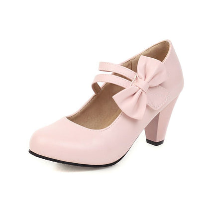 Chunky Heel Bow Mary Jane Shoes