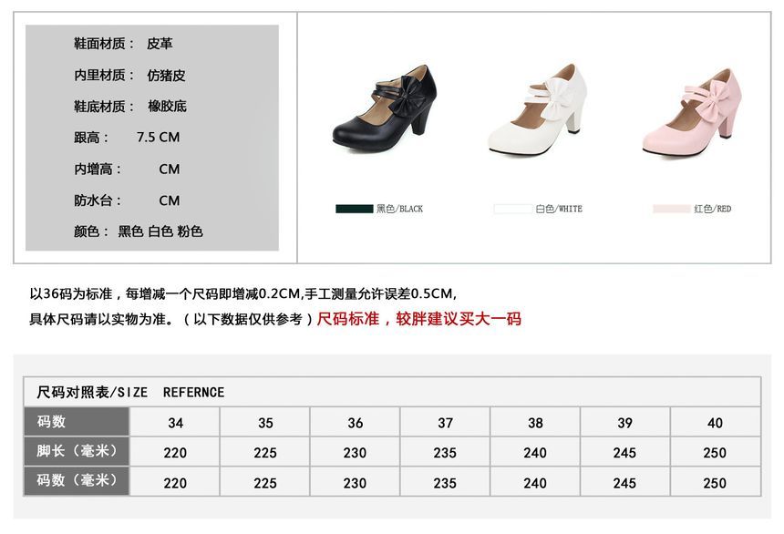 Chunky Heel Bow Mary Jane Shoes