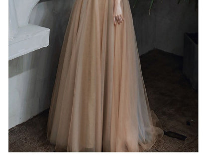 Spaghetti Evening Sequined Gown A-Line Strap Floral