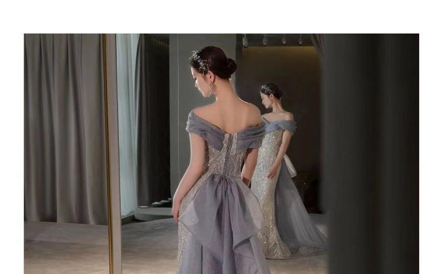 Lace Mermaid Gown Off-Shoulder Evening Paneled