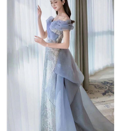 Lace Mermaid Gown Off-Shoulder Evening Paneled