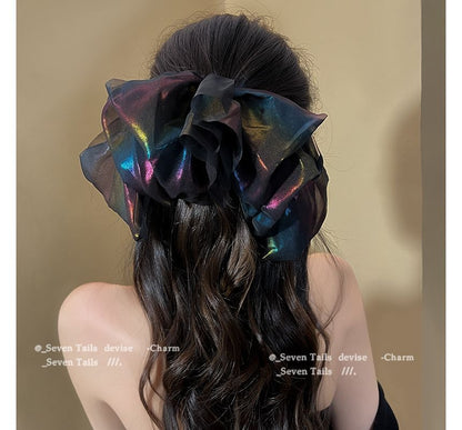 Holographic Mesh Bow Hair Clip