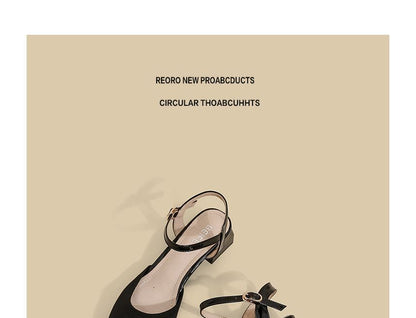 Pointy-Toe Ankle Strap Chunky Heel Sandals