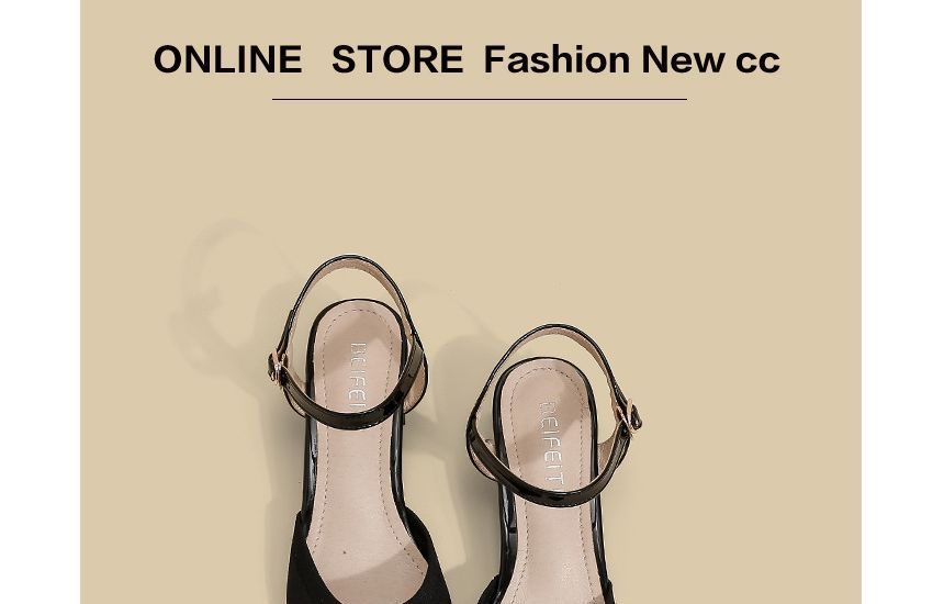 Pointy-Toe Ankle Strap Chunky Heel Sandals