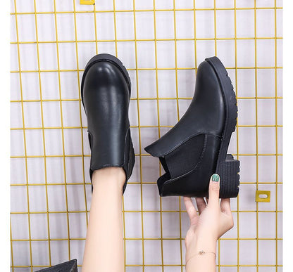 Faux Leather Ankle Boots