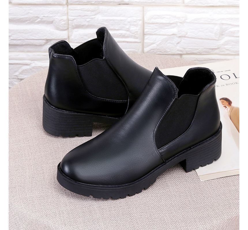 Faux Leather Ankle Boots