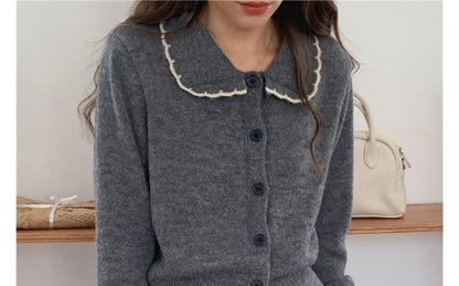 Collar Contrast Trim Cardigan