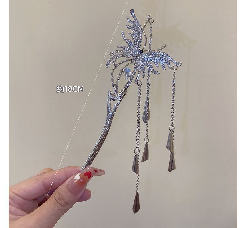 Butterfly Fringed Alloy Hair Stick / Hair Clip