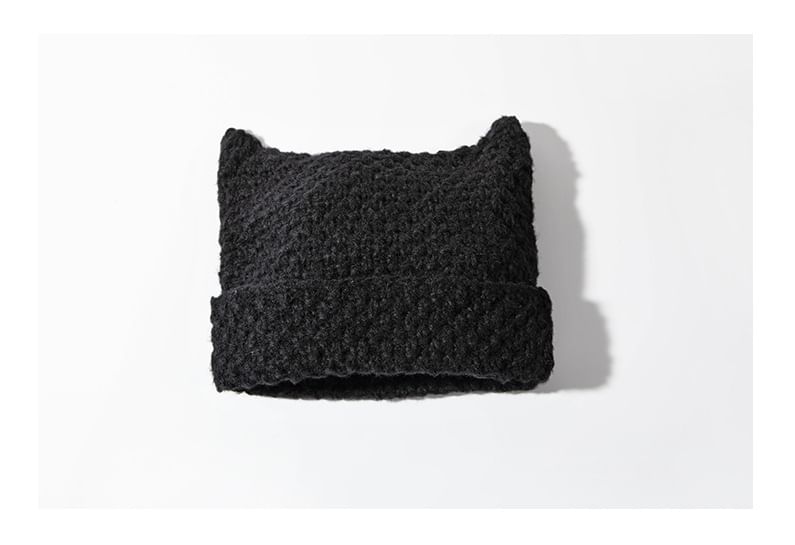 Cat Ear Striped Knit Beanie