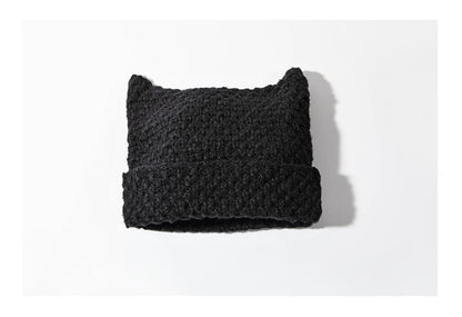 Cat Ear Striped Knit Beanie