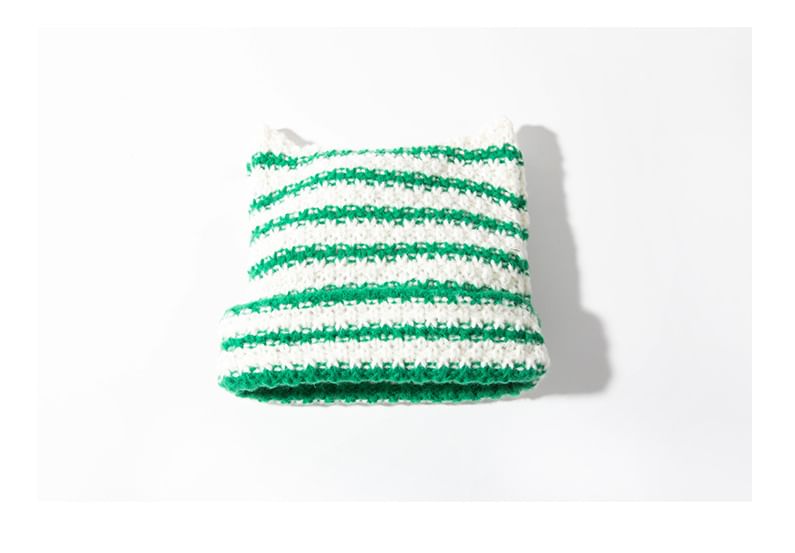 Cat Ear Striped Knit Beanie