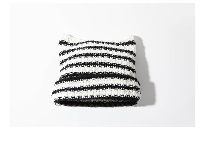 Cat Ear Striped Knit Beanie