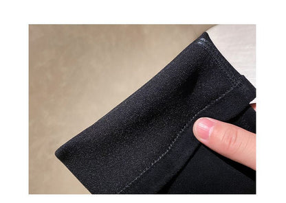 Square-Toe Quilted Panel Block Heel Knee-High Boots