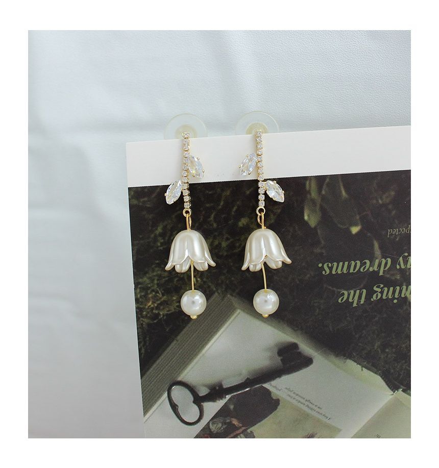 Tulip Rhinestone Alloy Dangle Earring
