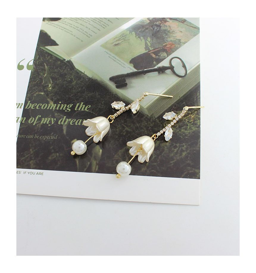 Tulip Rhinestone Alloy Dangle Earring