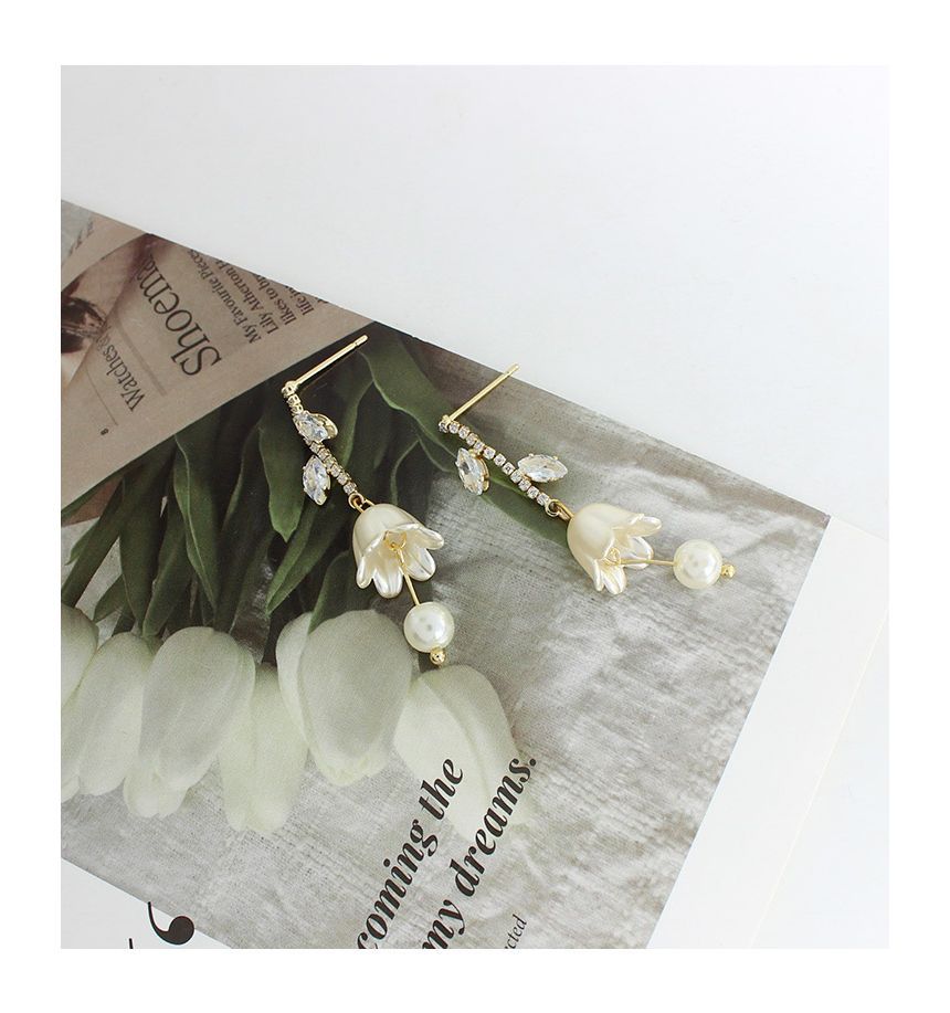 Tulip Rhinestone Alloy Dangle Earring