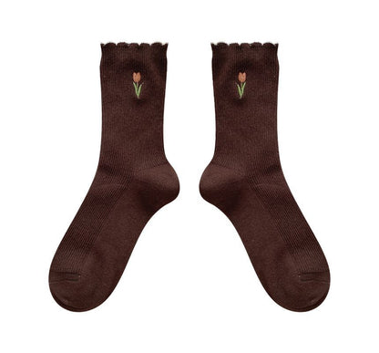 Flower Embroidered Socks / Set