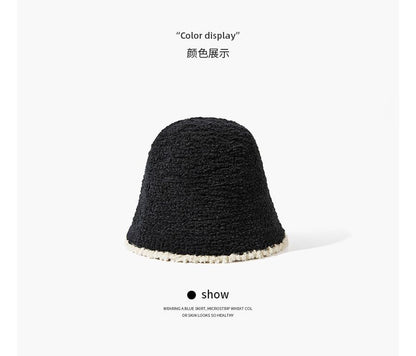 Contrast Trim Knit Bucket Hat
