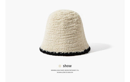 Contrast Trim Knit Bucket Hat