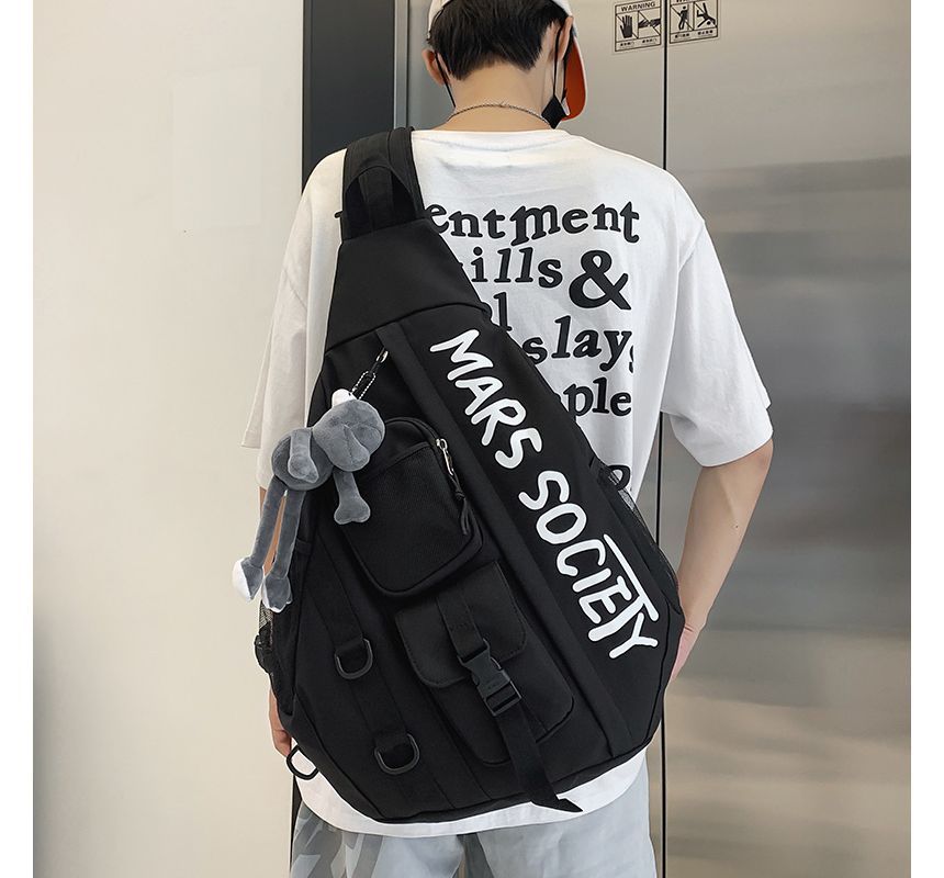 Lettering Nylon Sling Bag