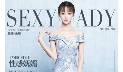 Evening Floral Bodycon Off-Shoulder Gown Print