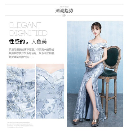 Evening Floral Bodycon Off-Shoulder Gown Print