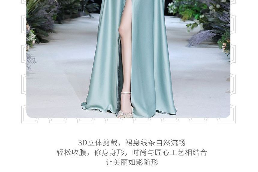 Plain Gown Tie-Front Off-Shoulder Evening A-Line