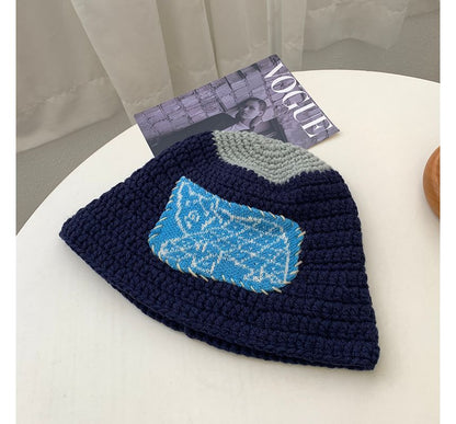Floral Patchwork Knit Beanie