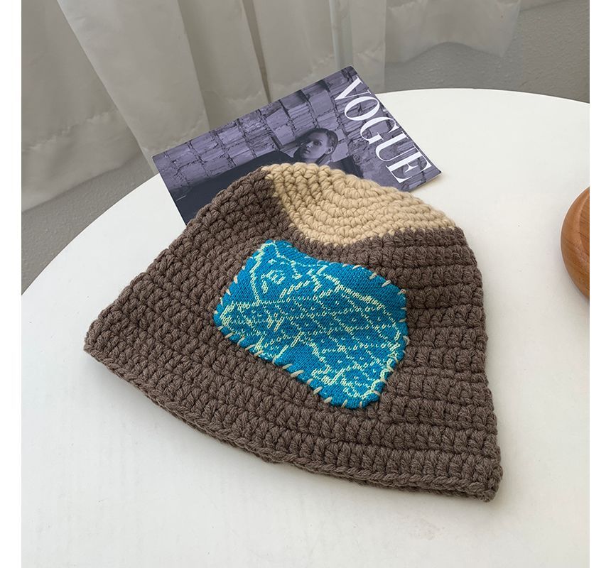 Floral Patchwork Knit Beanie