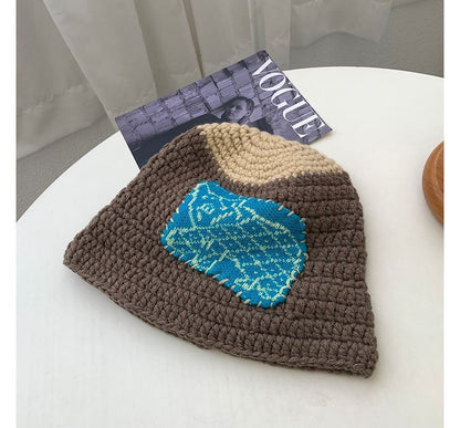 Floral Patchwork Knit Beanie